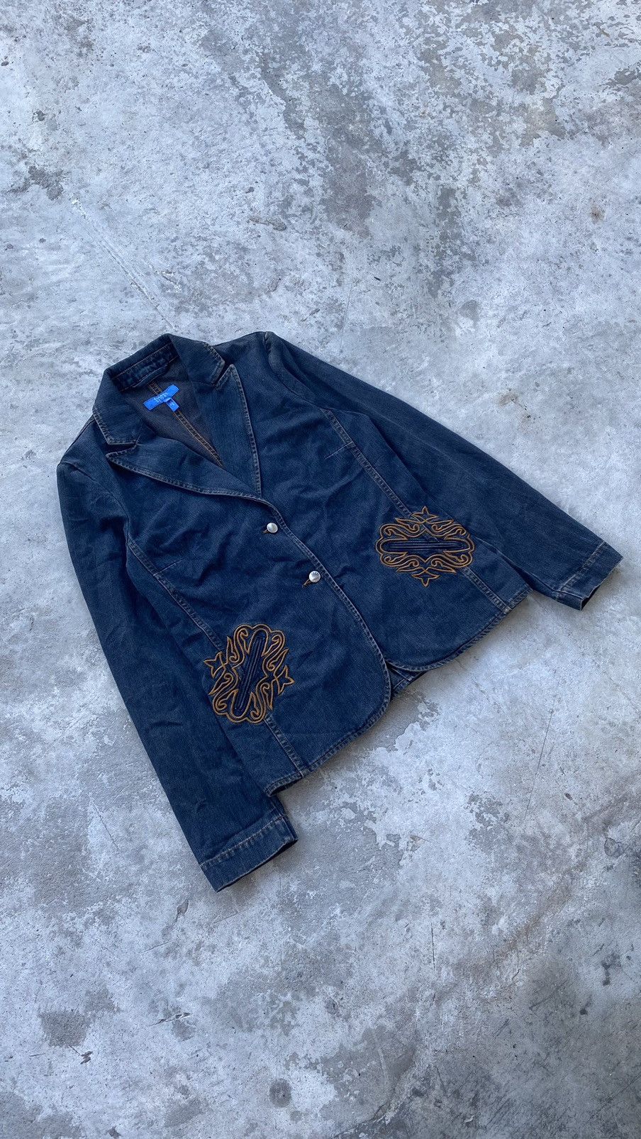 Hysteric Glamour × Japanese Brand × Le Grande Bleu (L.G.B.) Vintage Escada Sport Italy Punk Denim Coat Grunge Blazer Size XS / US 0-2 / IT 36-38 - 1 Thumbnail