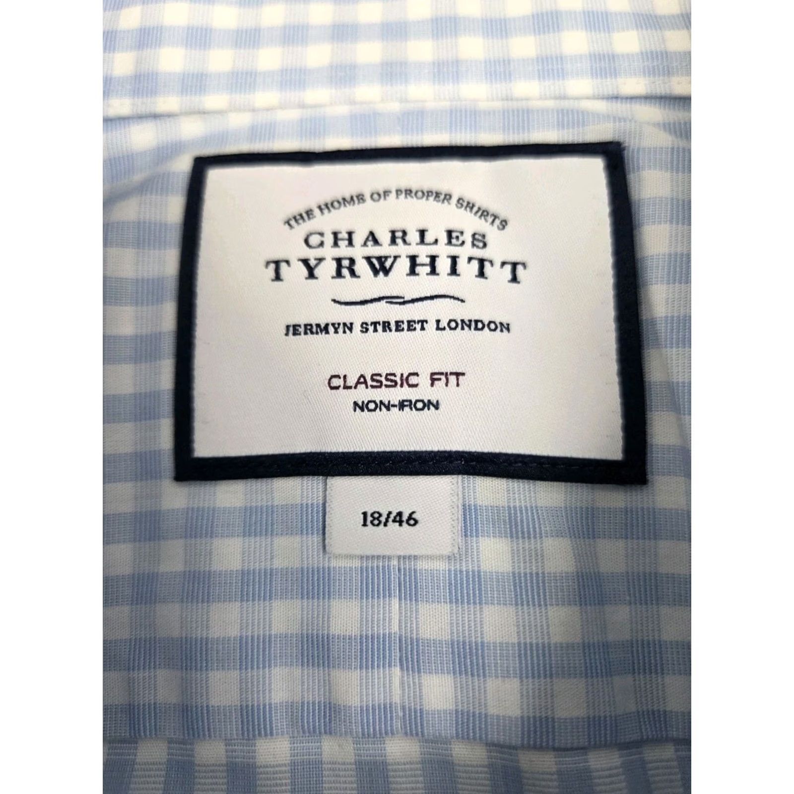 Charles Tyrwhitt Charles Tyrwhitt Men's Short Sleeve Classic Fit No Iron Shirt 18 Blue/White Check Casual Formal Business Shirt Size 18 Mens Size US XXL / EU 58 / 5 - 3 Thumbnail