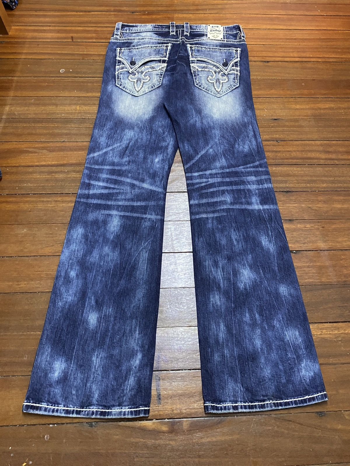 Rock Revival Very Rare Vintage Rock Revival Bleach Flared Jeans 1990s Size US 40 / EU 56 - 2 Thumbnail