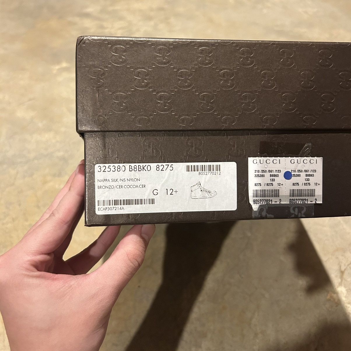 Designer × Gucci Gucci Nappa Silk Metallic Gold Web Stripe High Top Sneakers Size US 13 / EU 46 - 19 Thumbnail
