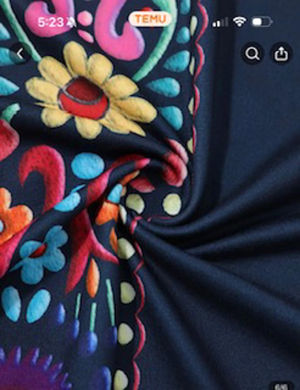 Designer Vibrant Floral Embroidered Patterned Tunic Blouse Size M / US 6-8 / IT 42-44 - 5 Thumbnail
