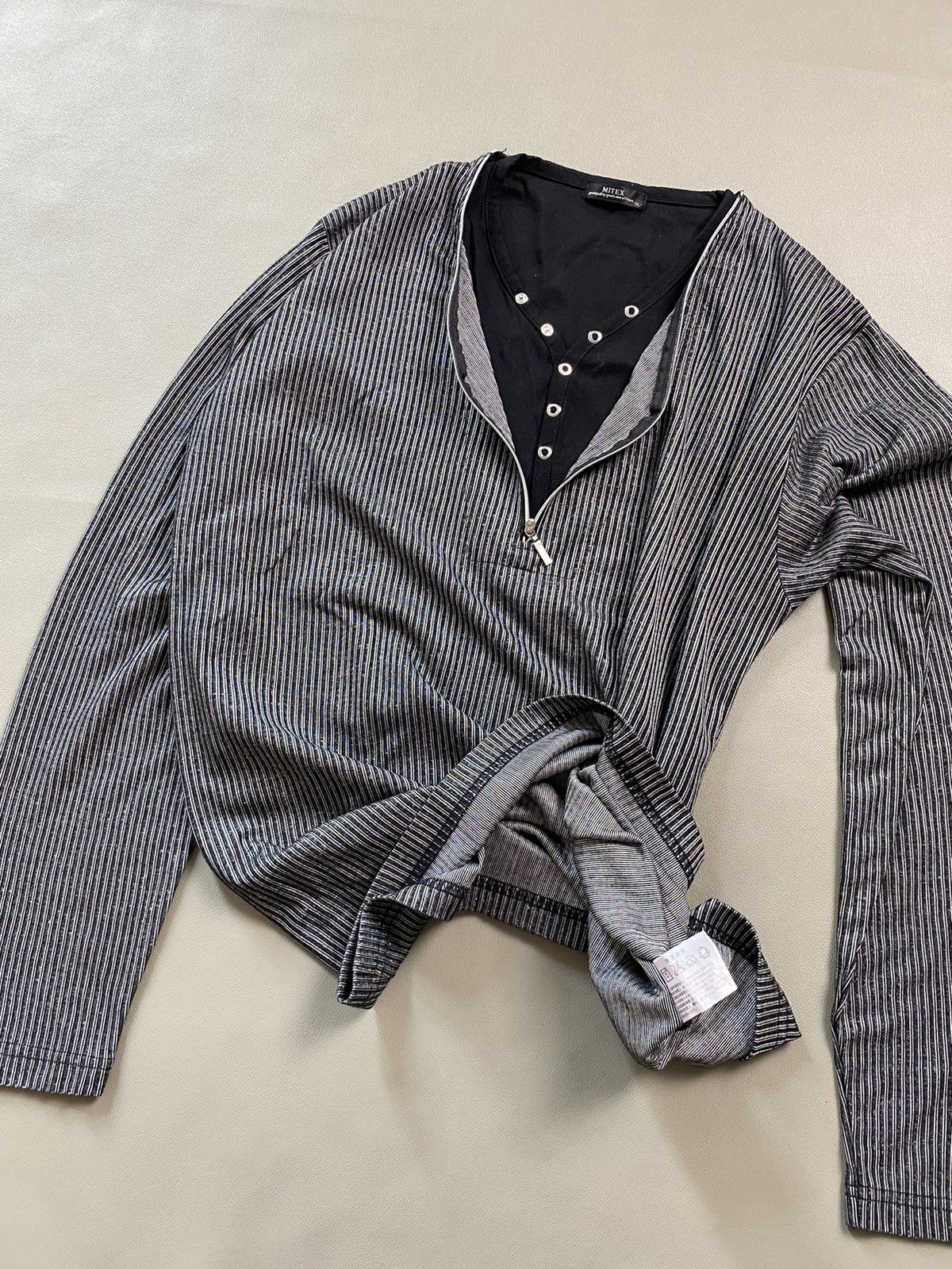 14th Addiction × KMRii × Yasuyuki Ishii Mitex Gothic Rock Double Layer Zip Longsleeve Size US XL / EU 56 / 4 - 2 Thumbnail
