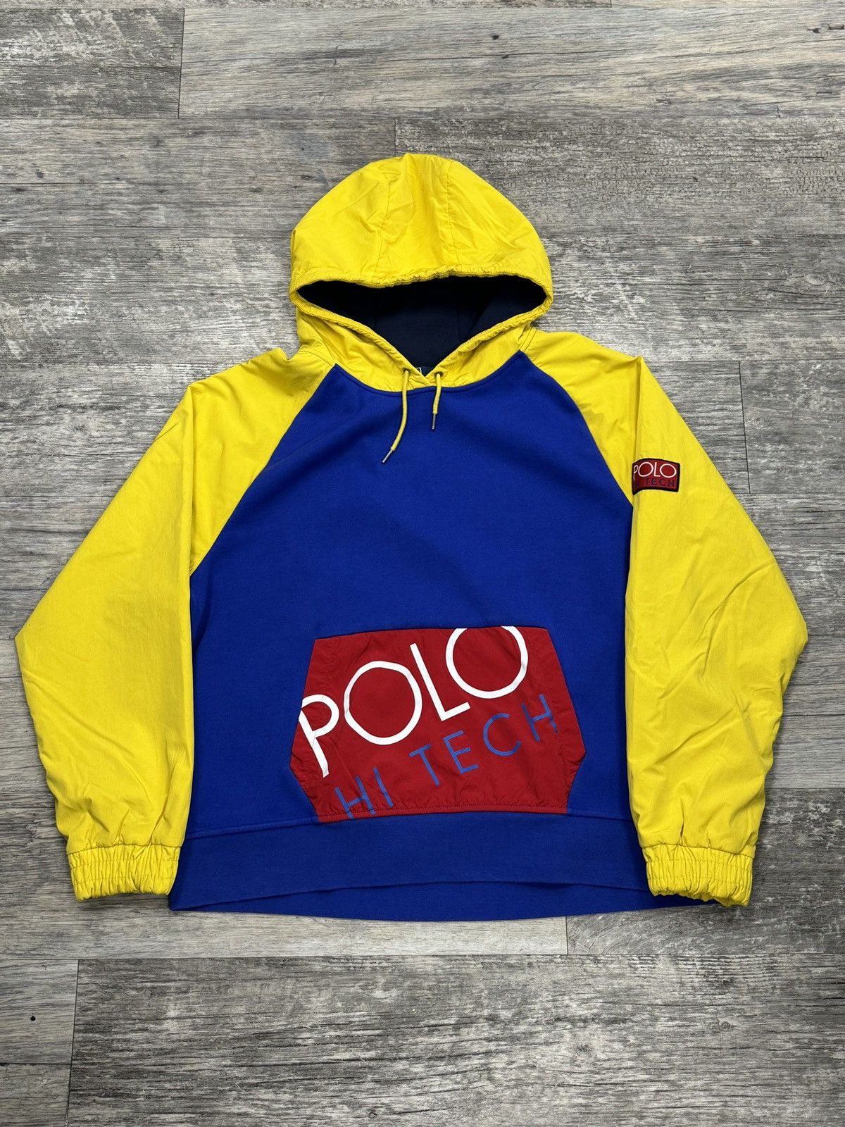 image of Polo Ralph Laurent Yellow Hi Tech Hoodie, Men's (Size 2XL)