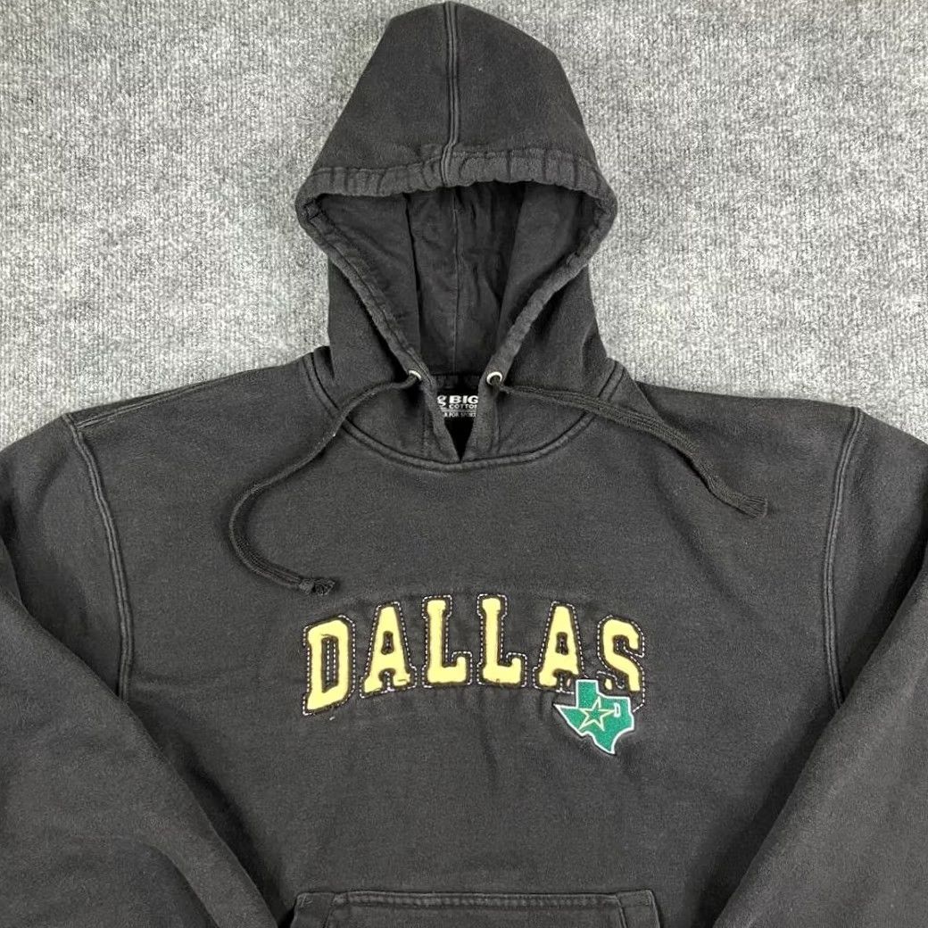 Vintage Big Cotton Hoodie Mens L Black Dallas Texas Embroidered Pullover Fleece Size US L / EU 52-54 / 3 - 2 Thumbnail