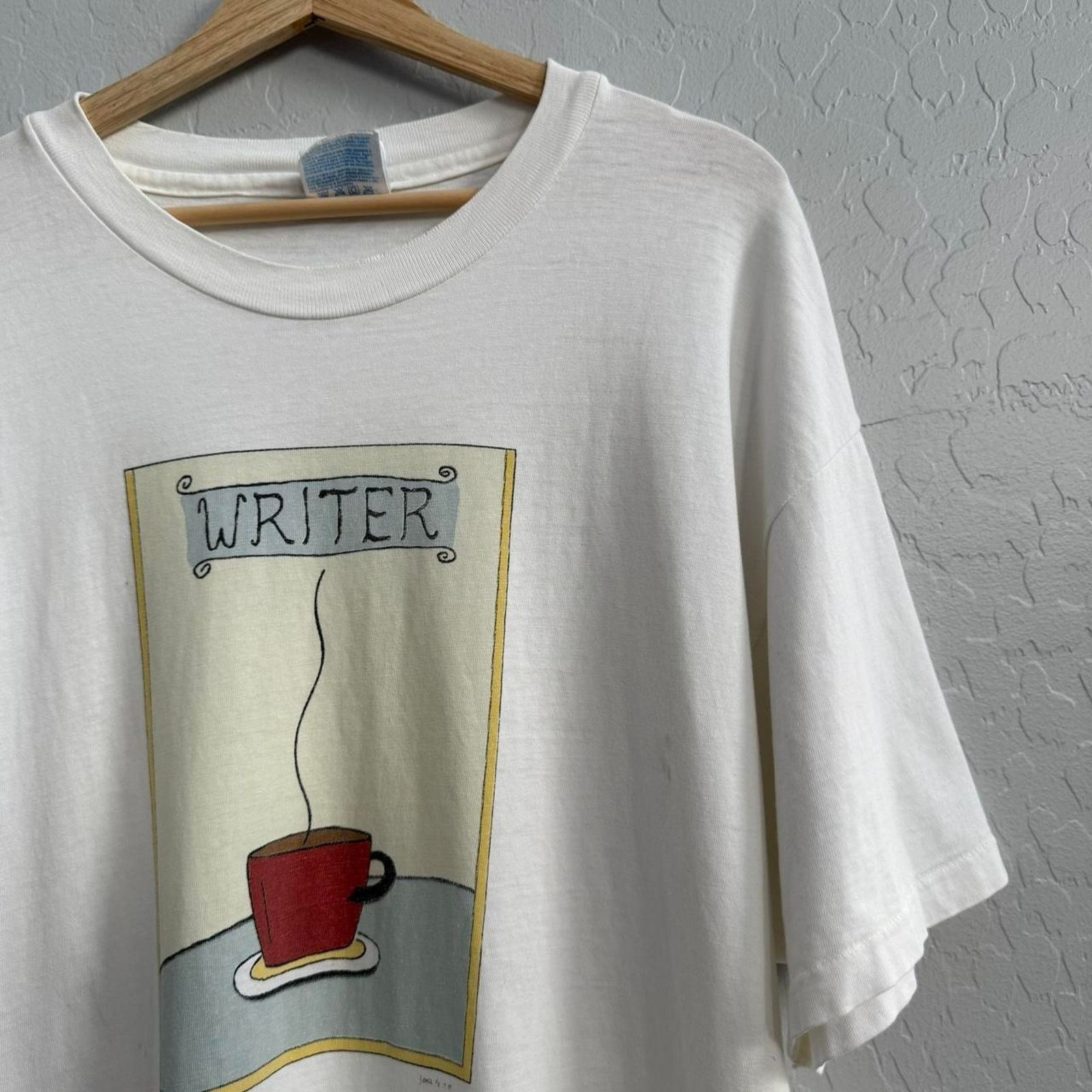 Other Vintage 90s coffee writer art t-shirt Size US XL / EU 56 / 4 - 3 Thumbnail