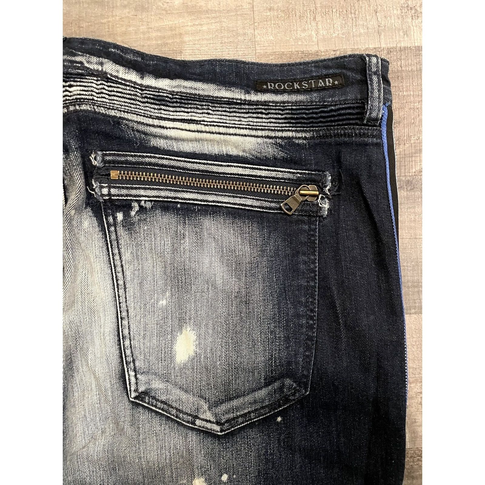 Vintage VINTAGE Rockstar Jeans Men 90s Hip Hop Distressed Cotton Denim Straight Zipper Button 42x36 Blue Regular 90s Theme Size US 42 / EU 58 - 3 Thumbnail