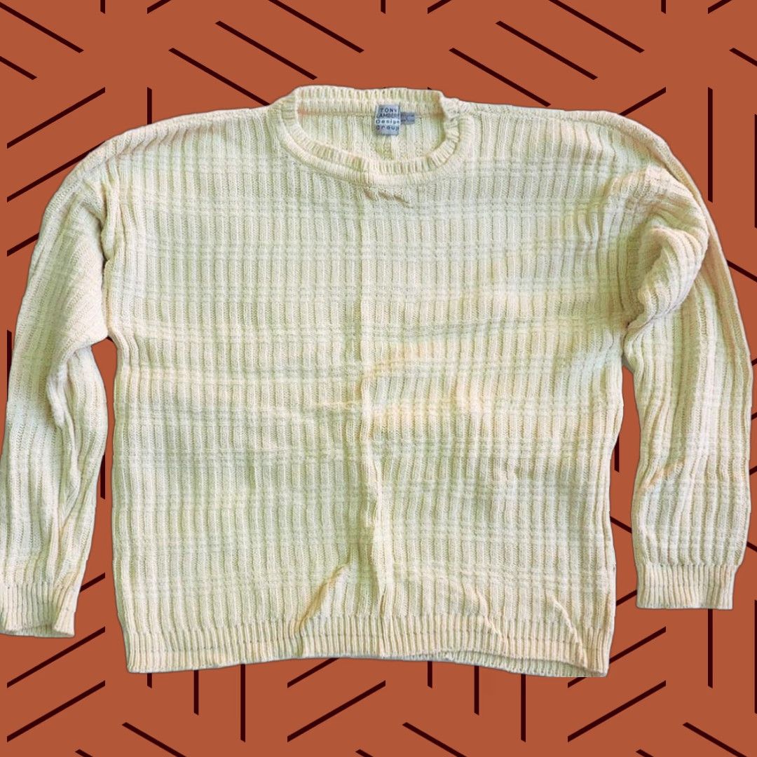 Vintage VINTAGE Tony Lambert Design Group Retro Knitted Pattern Sweater Men’s Size L Cream Casual Knit 1980s Mens Size US L / EU 52-54 / 3 - 1 Preview
