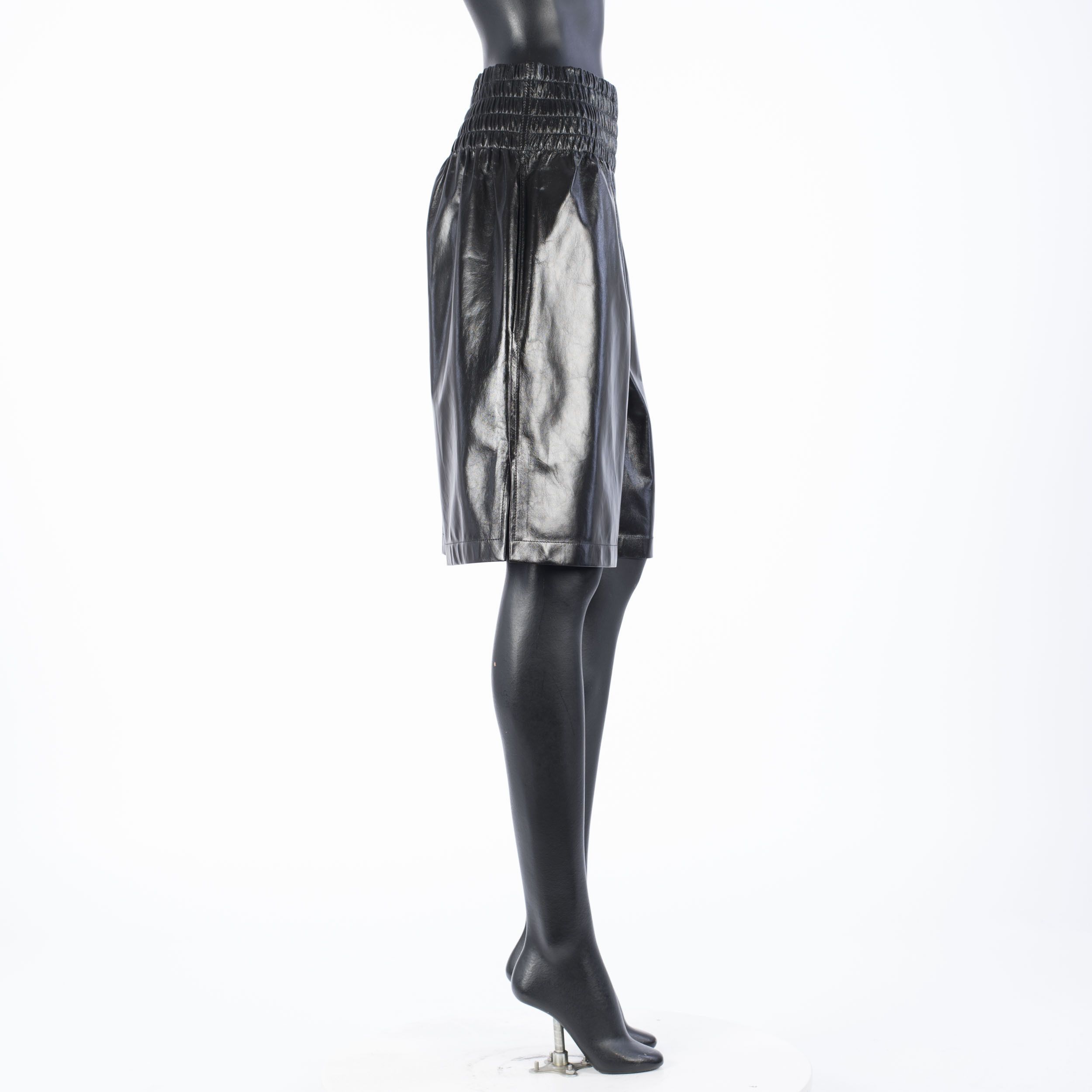 Bottega Veneta Loose Fit Shorts In Shiny Black Nappa Leather Size 26" / US 2 / IT 38 - 7 Thumbnail