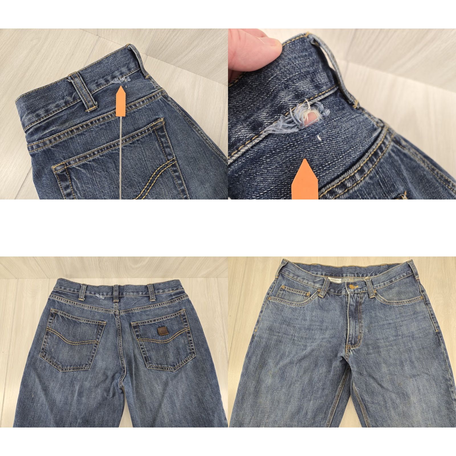 Carhartt Carhartt Jeans 101019 960 Loose Fit Straight Leg Mens Denim Work Jeans 33x34 Blue Regular 34 Inseam Mens Denim Jeans Tight Hole Size US 33 - 8 Thumbnail