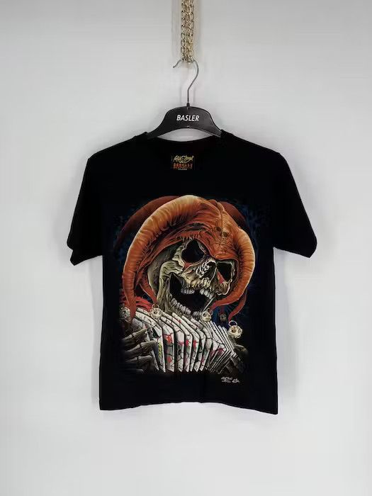 Band Tees × Vintage Tatto Motif Hourglass SCULL T-Shirt Biker Streetwear SKULL Size US S / EU 44-46 / 1 - 2 Thumbnail