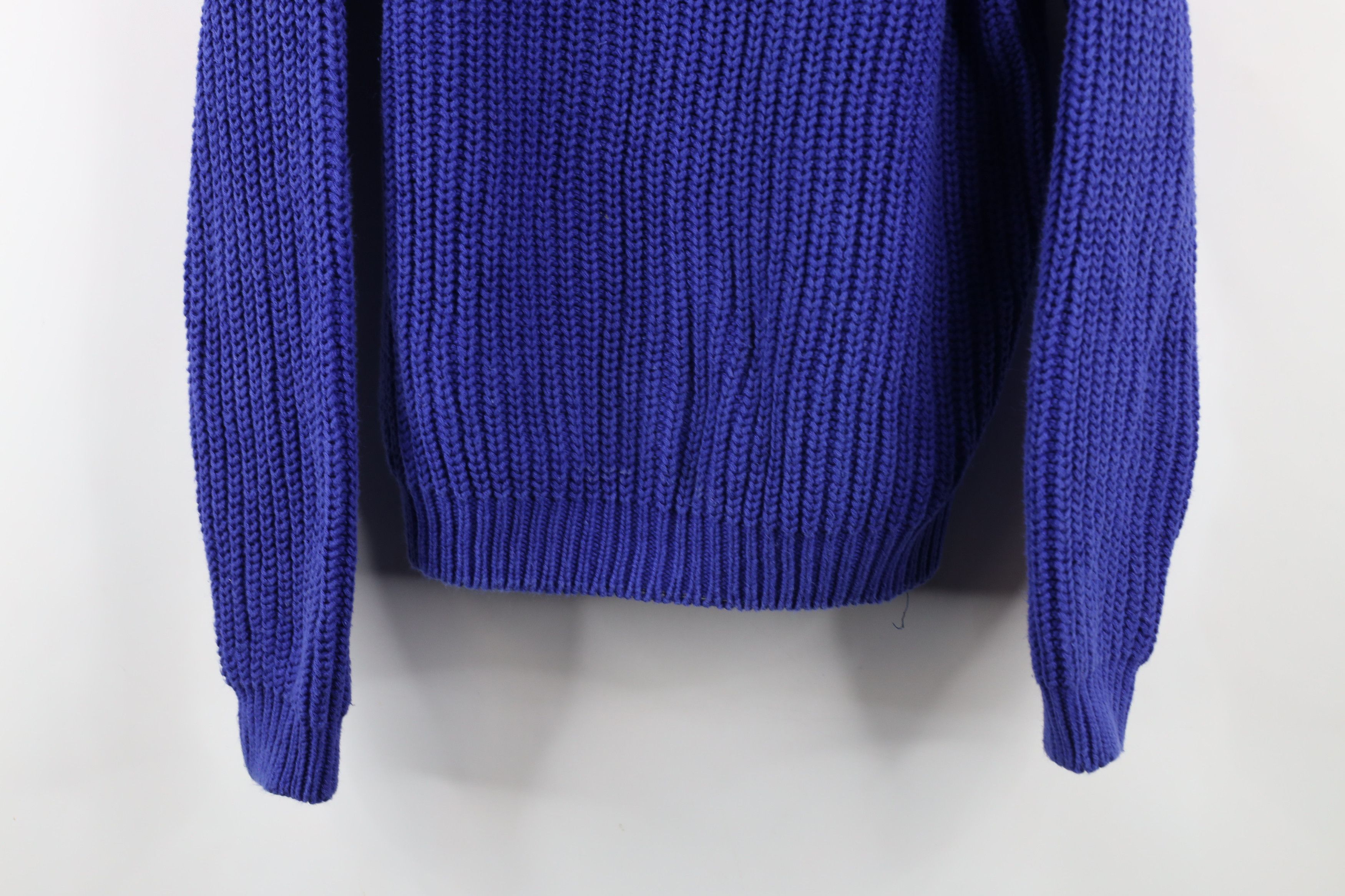 L.L. Bean × Vintage Vintage 90s LL Bean Blank Chunky Ribbed Knit Sweater Blue Size S / US 4 / IT 40 - 3 Thumbnail