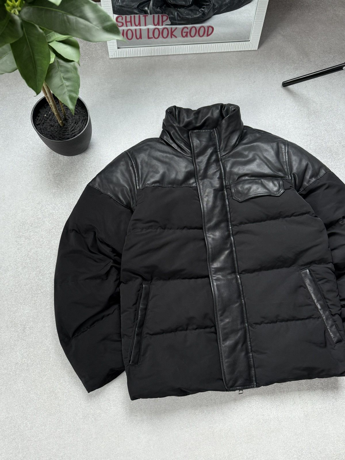 Allsaints AllSaints Black Puffer Jacket Men’s Leather Panel Quilted Size US S / EU 44-46 / 1 - 3 Thumbnail