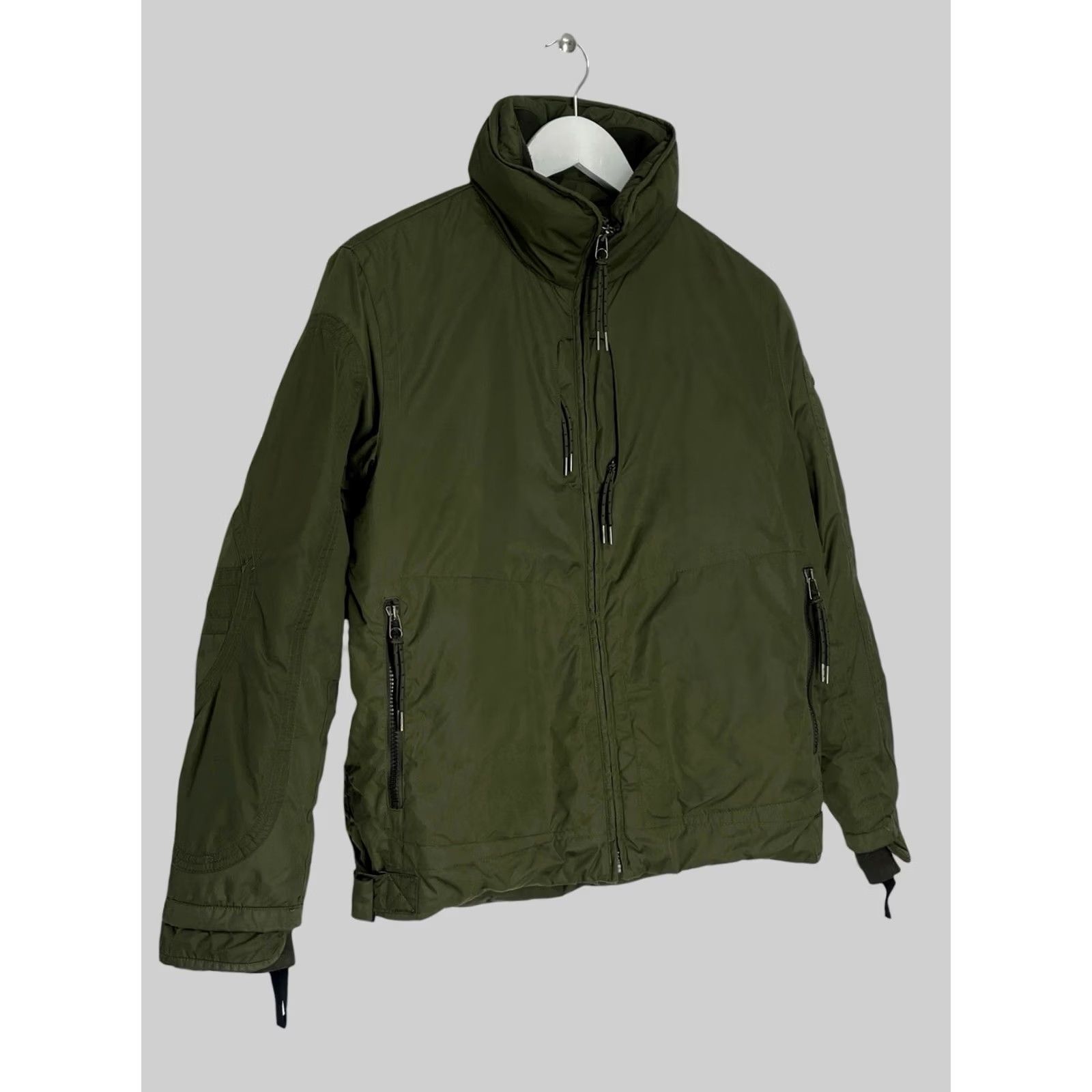Vintage Jet Set Vintage Ski Jacket Women 12 Olive Nylon Down Zipper Glitter Button Military Jacket 65 cm 61 cm Sleeve Size XL / US 12-14 / IT 48-50 - 2 Thumbnail