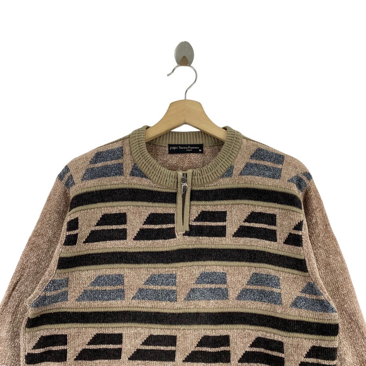 Other PATRIZIO FRANCESCA ITALY Overprint Design Wool Brown Sweater Size US M / EU 48-50 / 2 - 2 Thumbnail