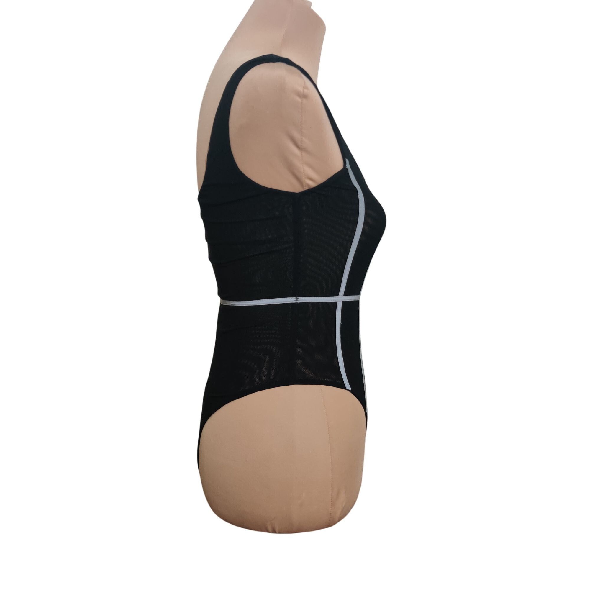 Other Basicbxxch Womens Bodysuit Black Mesh Reflective Silver Pipi Size S / US 4 / IT 40 - 3 Thumbnail