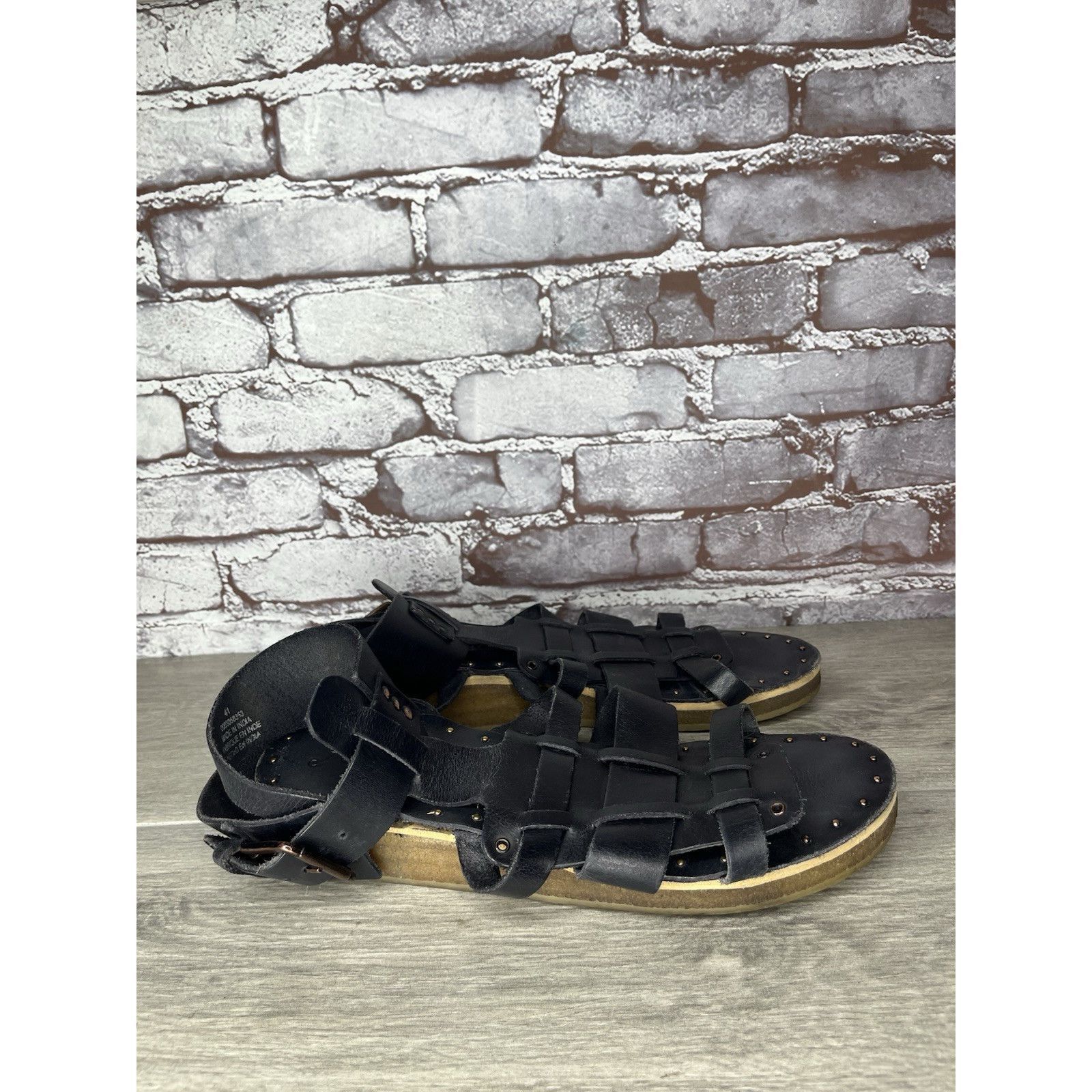 Free People Free People Marianne Black Leather Platform Gladiator Strapp Size US 10.5 / IT 40.5 - 18 Thumbnail