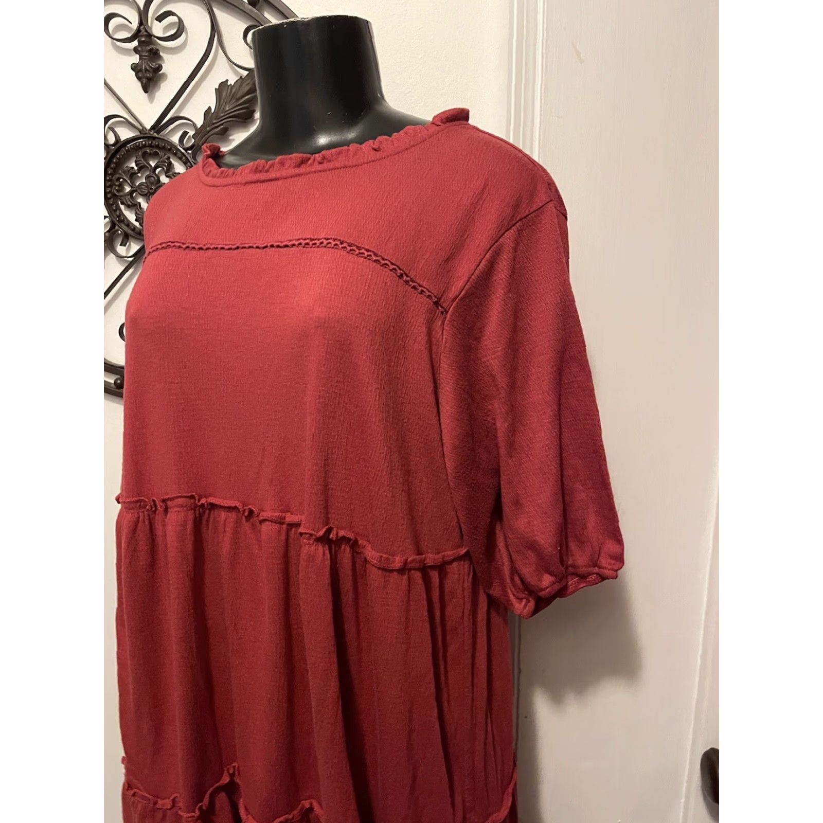 Vintage Knox Rose Dress Womans XL Red Ruffled Size XL / US 12-14 / IT 48-50 - 4 Thumbnail