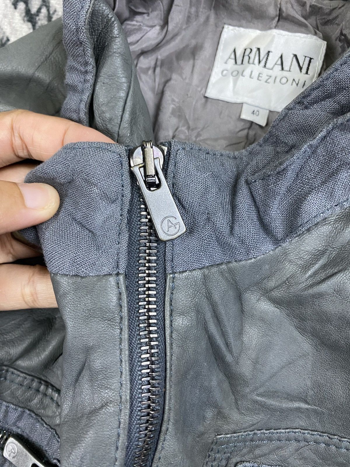 Armani Vintage Armani Collezioni Zip-Up Rider Suede Leather Jacket Size S / US 4 / IT 40 - 9 Thumbnail