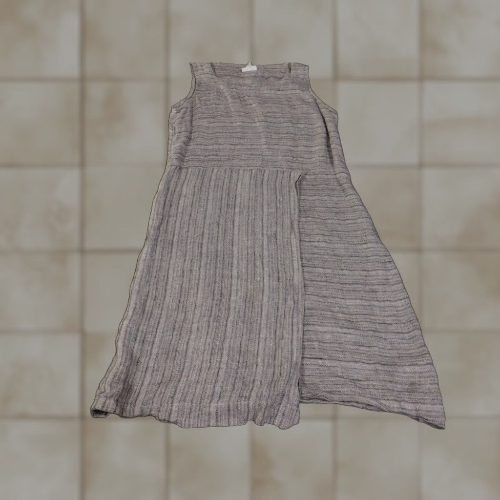 J. Jill Pure Jill Linen Dress Womens Small Gray Striped Sleeveless Midi Size S / US 4 / IT 40 - 1 Thumbnail