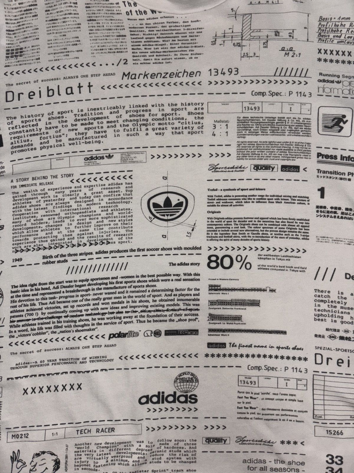 Adidas Rare ! Adidas Sophisti Tee Newspaper All Over Printed Size US L / EU 52-54 / 3 - 3 Thumbnail