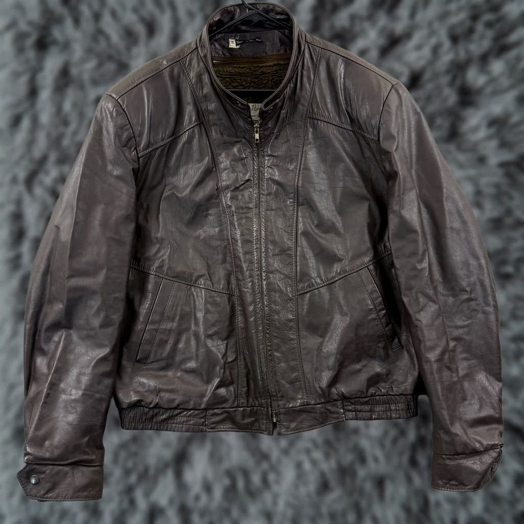 Vintage VINTAGE Jean Pierre Leather Jacket Men’s XL Brown 80s Biker Grunge Lined Moto Jacket Size US 36 / EU 52 - 1 Thumbnail