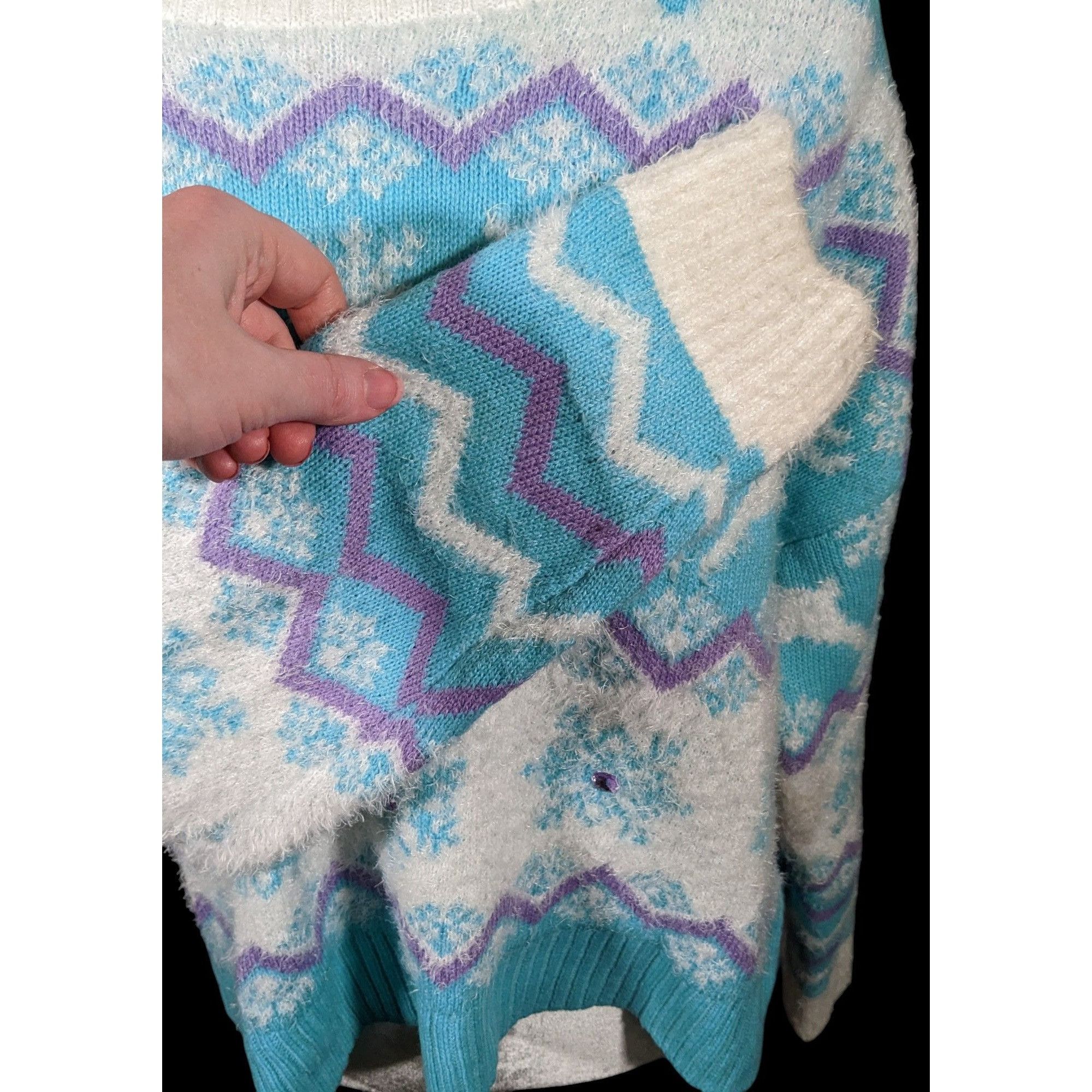 Other 33 Degrees Retro Sequin Reindeer Blue And White Holiday Swea Size XL / US 12-14 / IT 48-50 - 6 Thumbnail