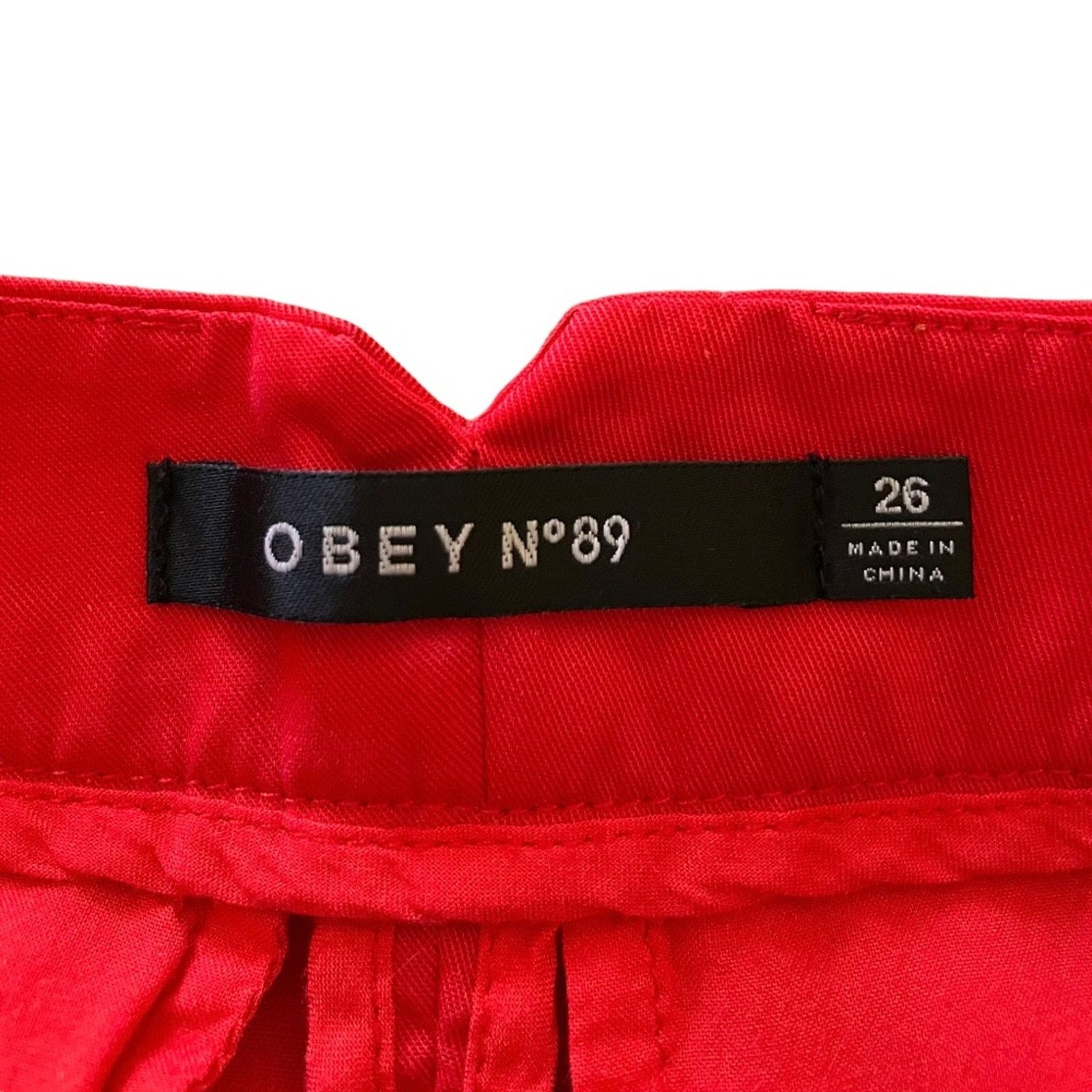 Obey Obey Red Pleated Tapered Leg Ankle Pants Women's Trousers Size 26" / US 2 / IT 38 - 5 Thumbnail