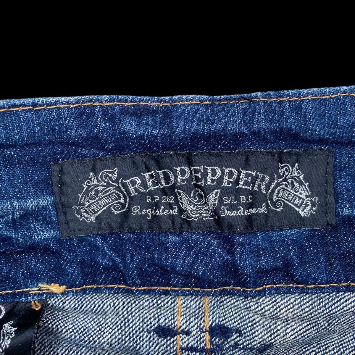 Japanese Brand × Vintage Lightning⚡️Red pepper Rooted Denim Jeans Size US 35 - 16 Thumbnail