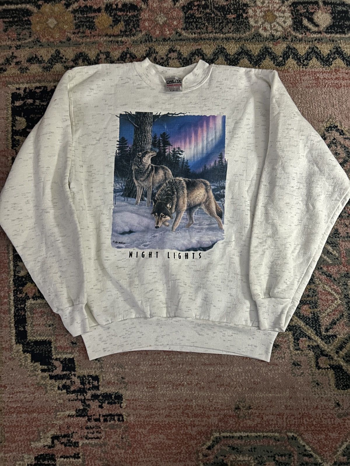 Vintage Vtg 90s Oneita Power Wolf Sweatshirt Size US M / EU 48-50 / 2 - 1 Thumbnail