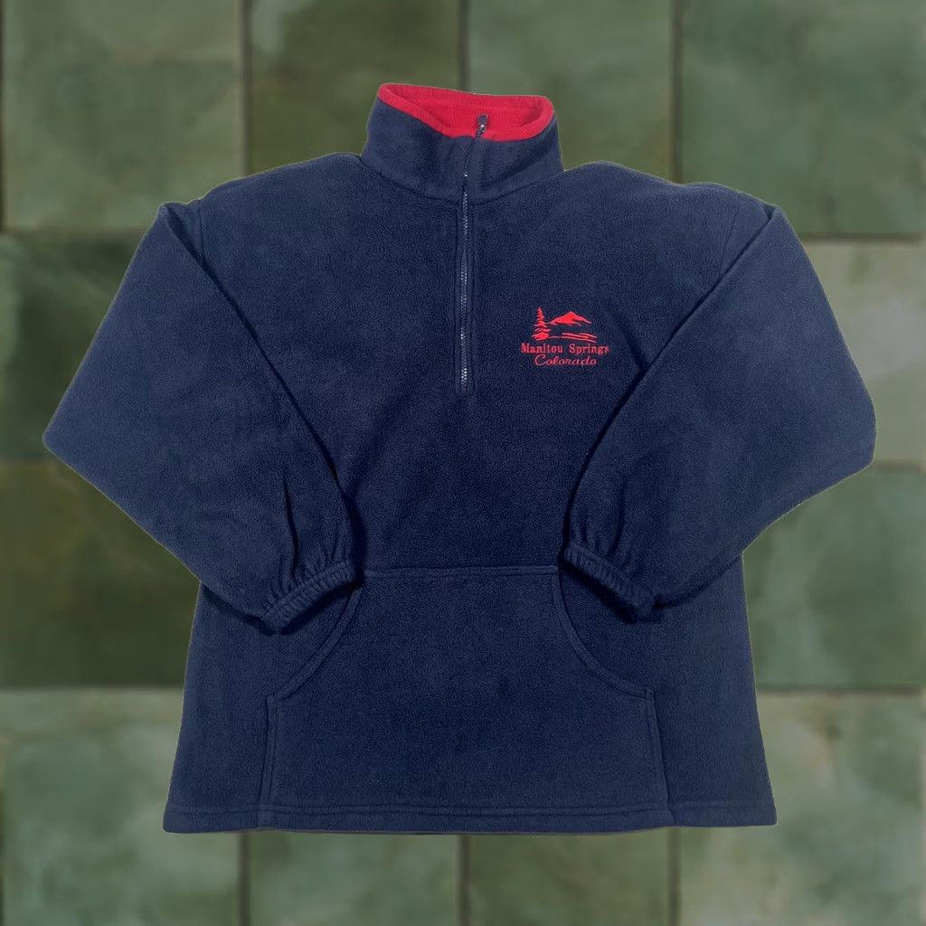 Vintage VINTAGE Tipsy Fleece Pullover L Navy Quarter Zip Manitou Springs Made USA Men's Large Size US L / EU 52-54 / 3 - 1 Thumbnail