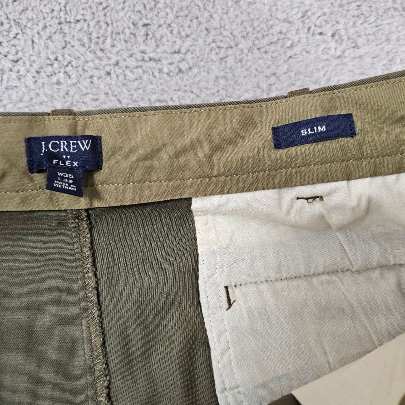J.Crew J. Crew Flex Pants Slim Green Twill Cotton 35x32 Mens Straight Slim Front Zipper Belt Loops Casual Chino Preppy PANTS Size US 35 - 3 Thumbnail