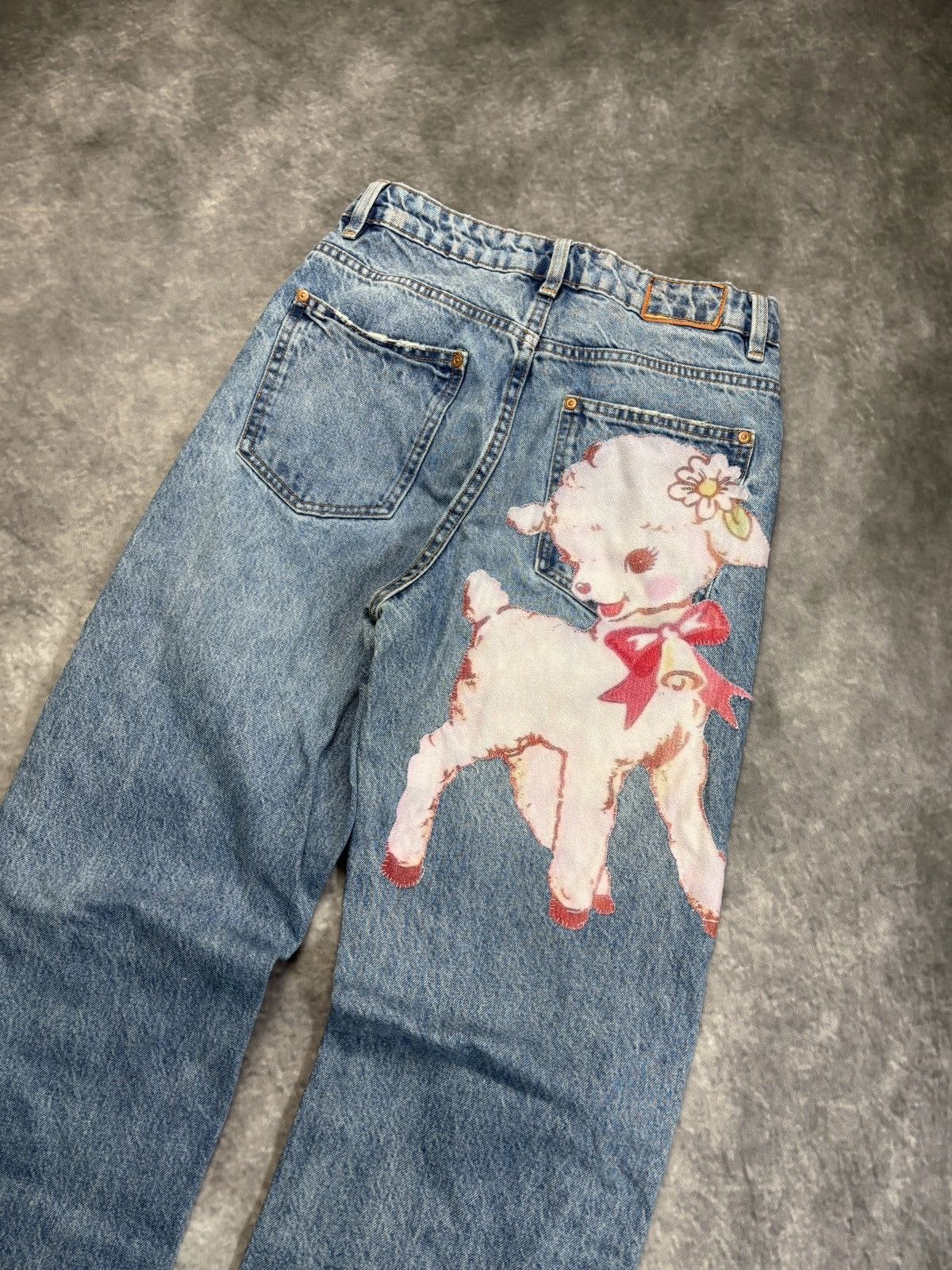 Jean × Vintage Custom Patchwork Denim Jeans Vintage Lamb Cute Y2K Patch 30 Size 26" / US 2 / IT 38 - 13 Thumbnail
