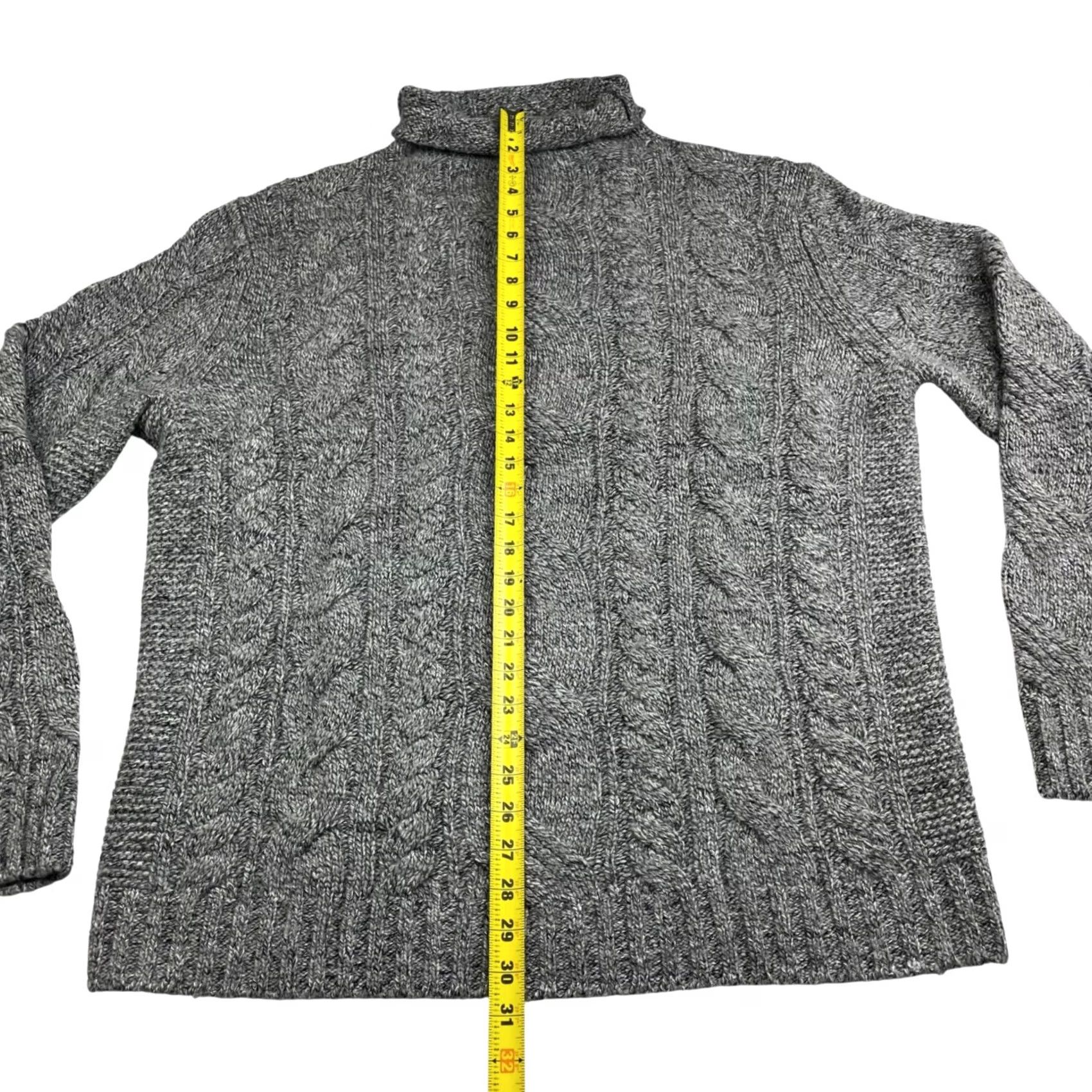 Banana Republic Banana Republic Mens Chunky Cable-Knit Fisherman Turtleneck Sweater Gray XL Size US XL / EU 56 / 4 - 5 Thumbnail