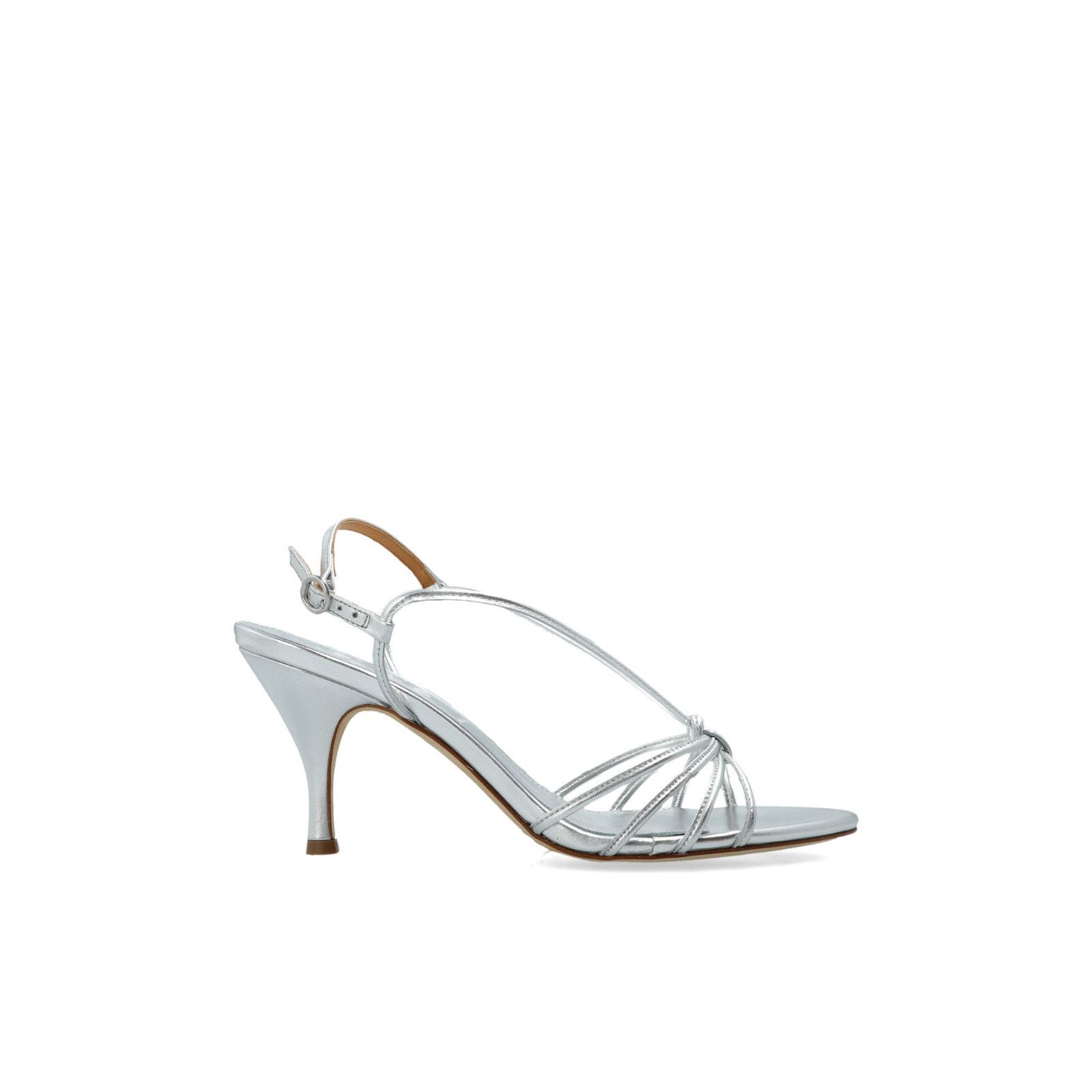 Aeyde Silver Solange Laminated Nappa Leather Heeled Sandals, Women's (Size 11) — image 5 of 5