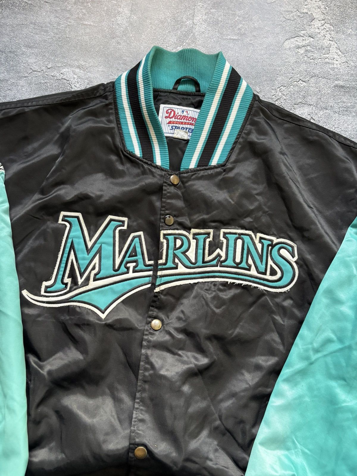 Starter Vintage 90s MLB Florida Marlins Starter Diamond Satin Jacket Size US L / EU 52-54 / 3 - 5 Thumbnail