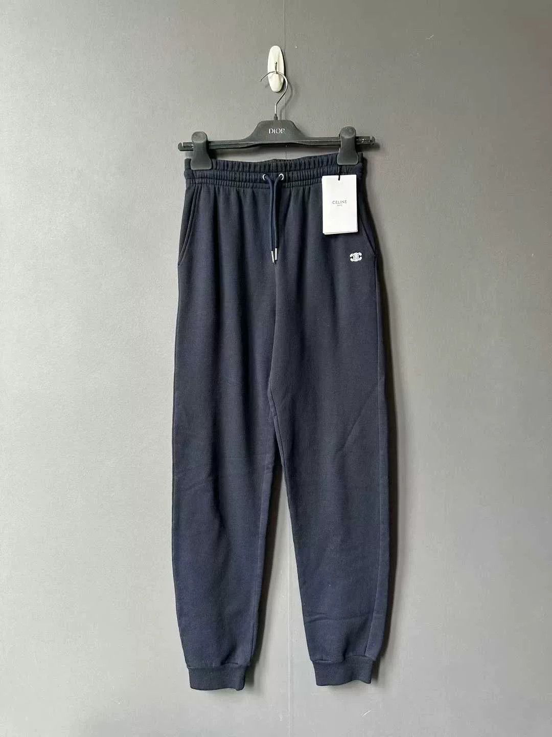 celine navy blue embroidered sweatpants