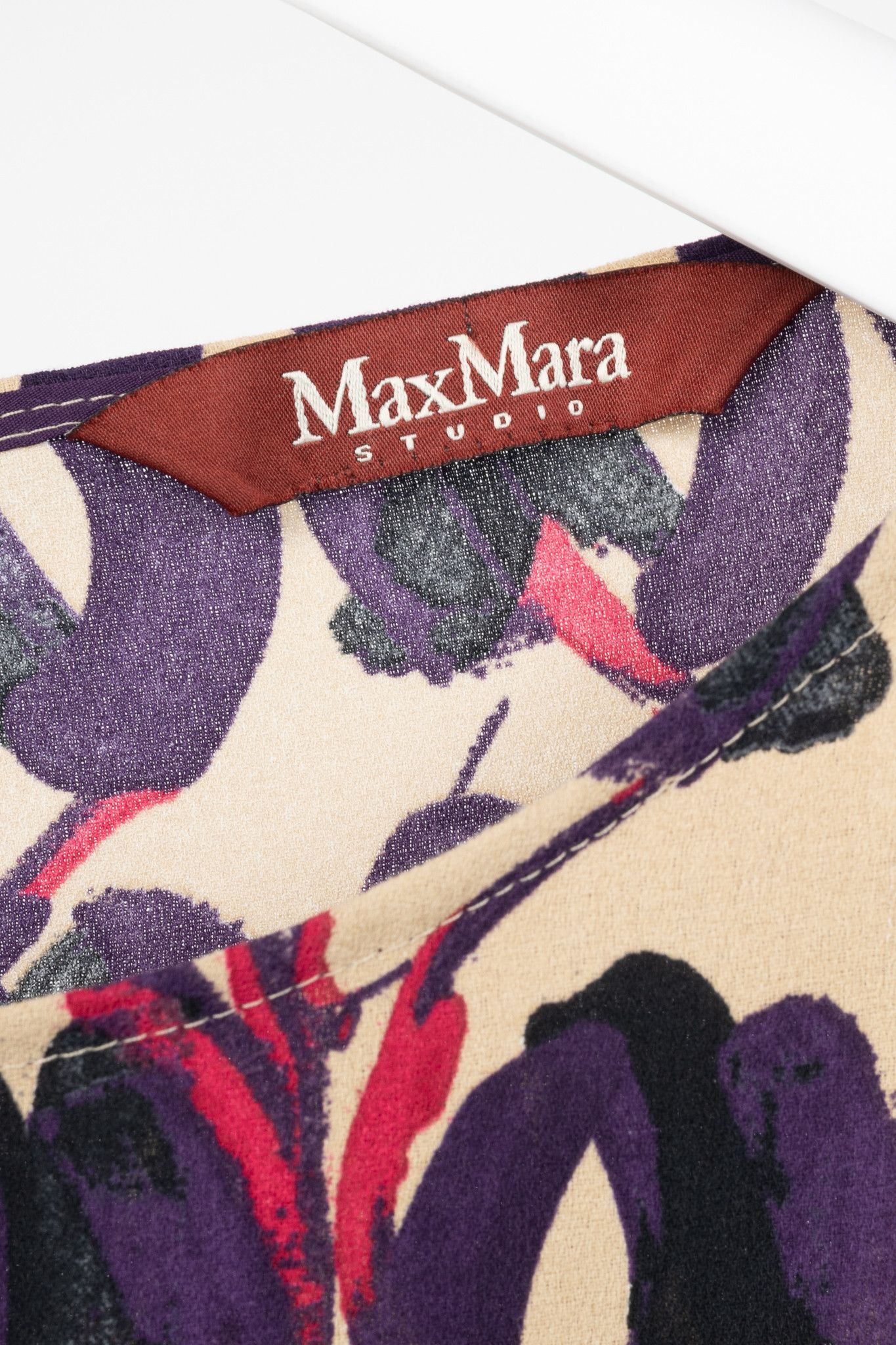 Max Mara Max Mara Studio Purple & Taupe Abstract-Painted Crepe Blouse Size S / US 4 / IT 40 - 4 Thumbnail