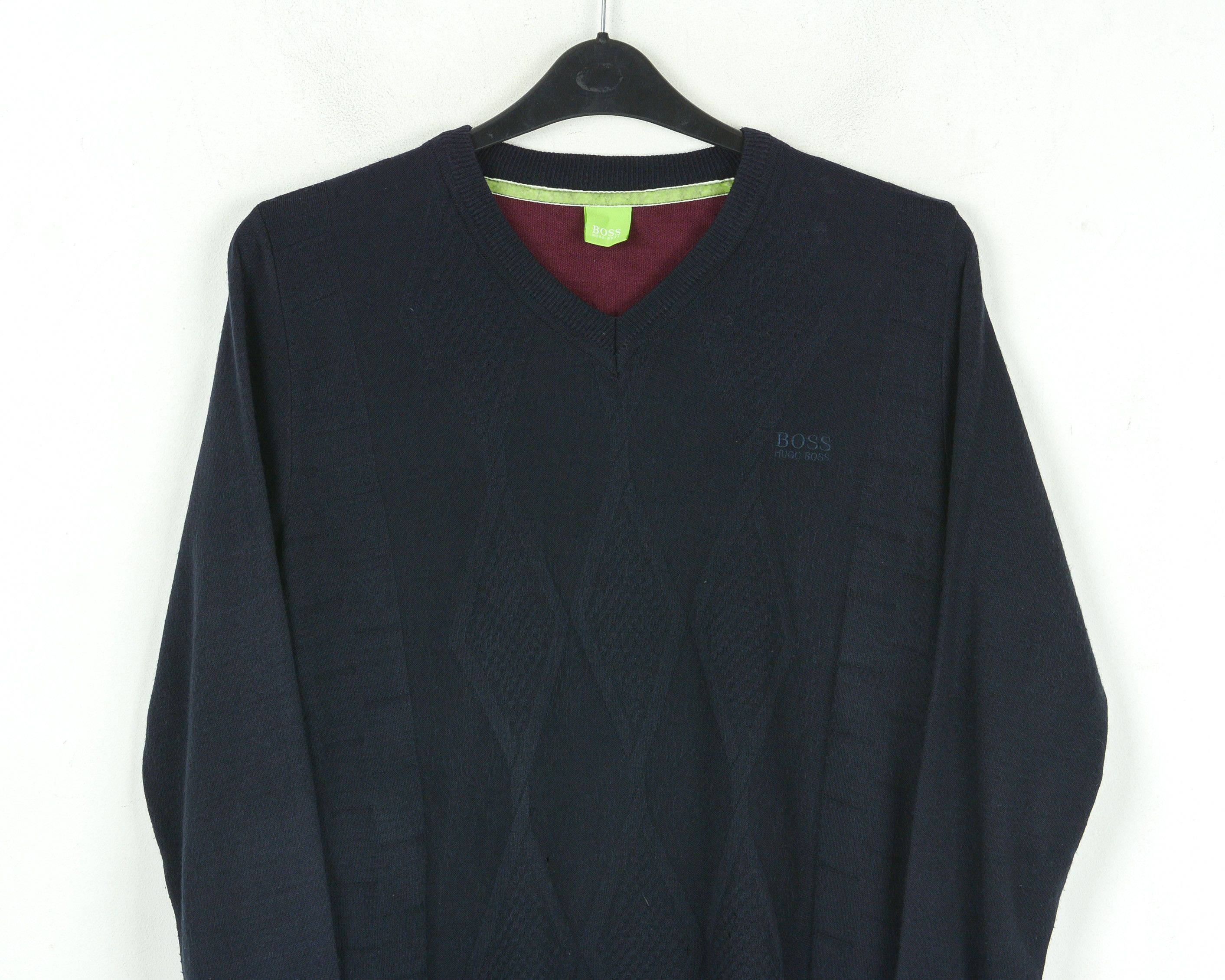 Hugo × Hugo Boss Green Label Argyle Sweater Sweatshirt Jumper V-Neck Pullover Size US M / EU 48-50 / 2 - 2 Thumbnail