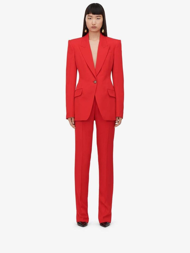 Alexander McQueen o1srvl11e0326 Single-Breasted Jacket in Red Size XL / US 12-14 / IT 48-50 - 2 Thumbnail