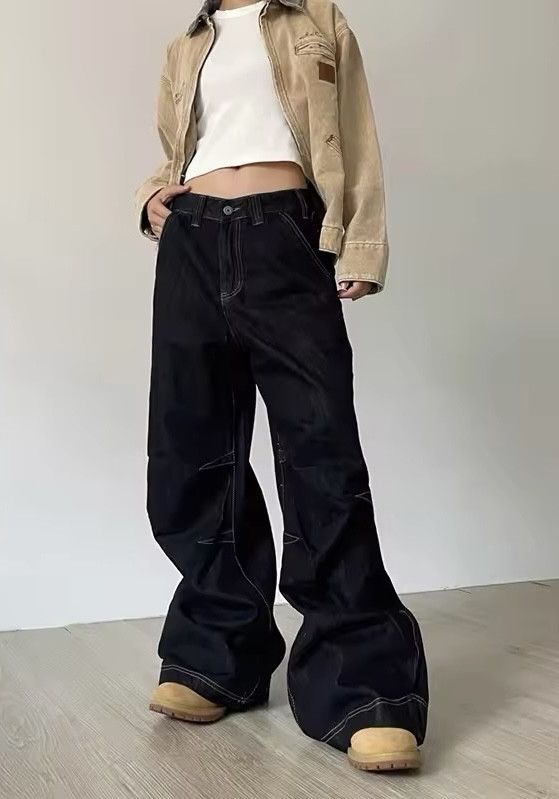 Japanese Brand × Jean Retro Black Baggy Jeans Size 31" - 3 Thumbnail