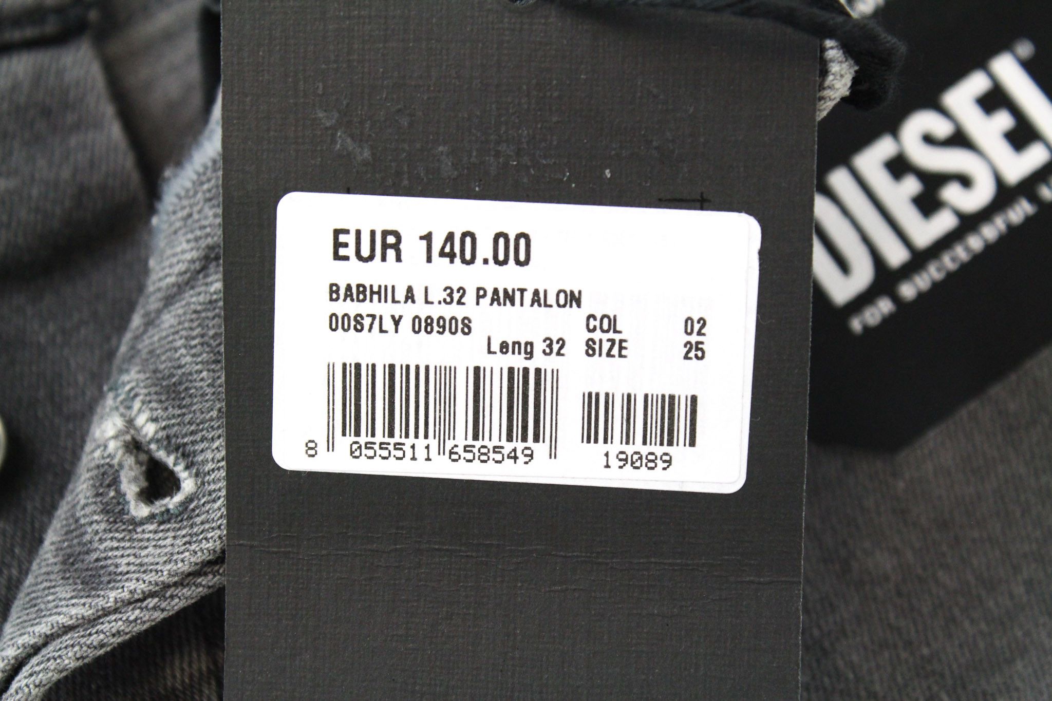 Diesel BABHILA 0890S W25/L32 Grey Stretch Jeans 70230 Size 25" / US 0 / IT 36 - 10 Thumbnail
