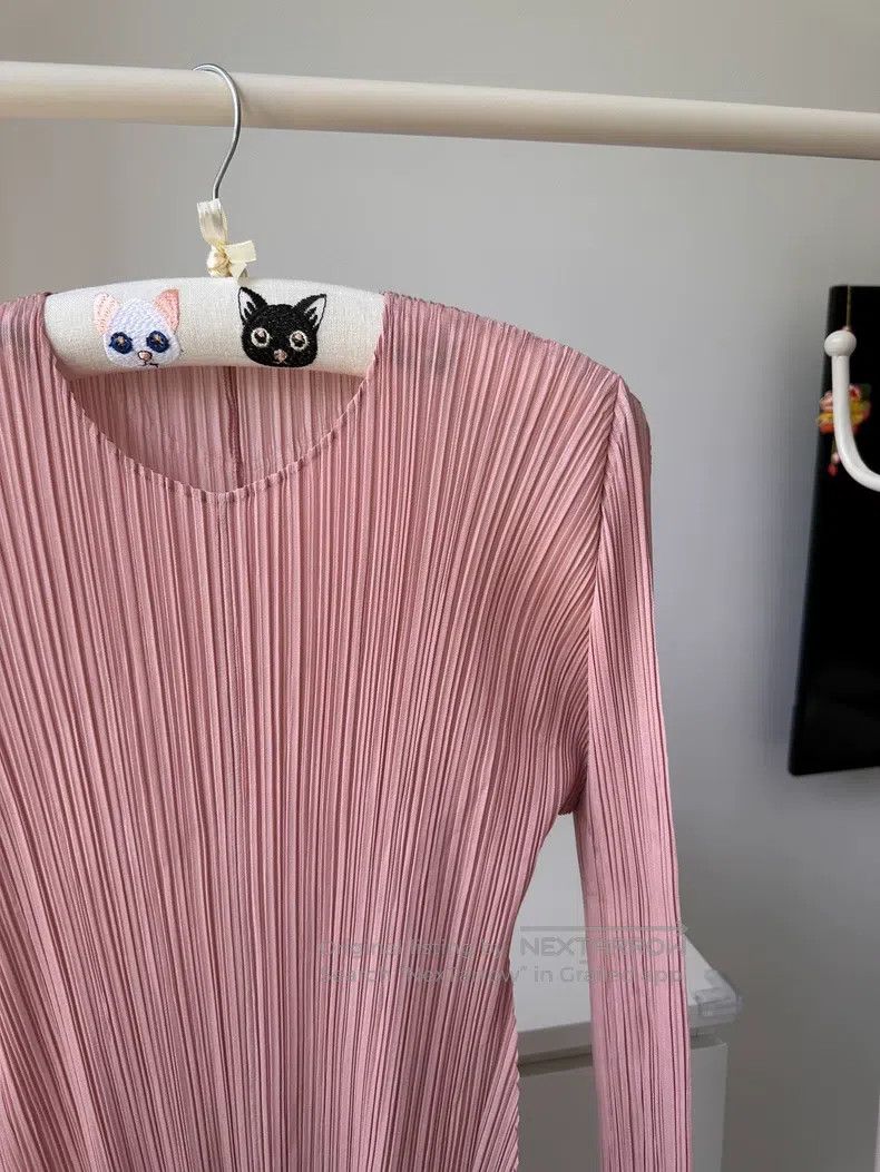 Issey Miyake Issey Miyake Pleated Long T-Shirt Pink Size L / US 10 / IT 46 - 3 Thumbnail