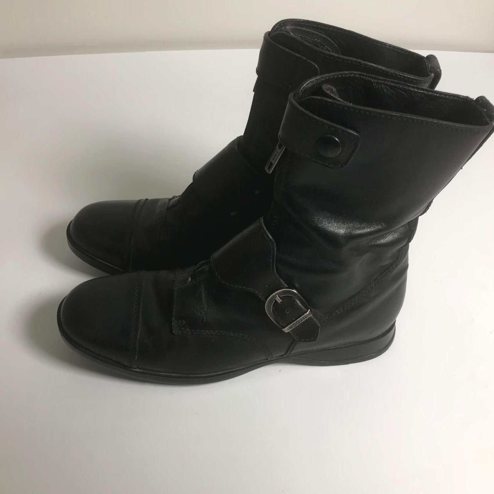 Hogan Hogan Womens Boots Black Leather Motorcycle Biker Mid-Calf Buckle Round Toe 7 / 38 Shoe Size Womens Size US 7 / IT 37 - 2 Thumbnail