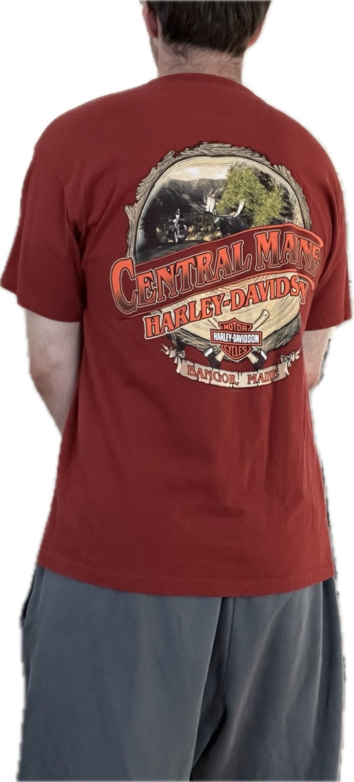 Harley Davidson Harley Davidson 2011 Central Maine Maroon Burgundy T shirt Size US L / EU 52-54 / 3 - 7 Thumbnail
