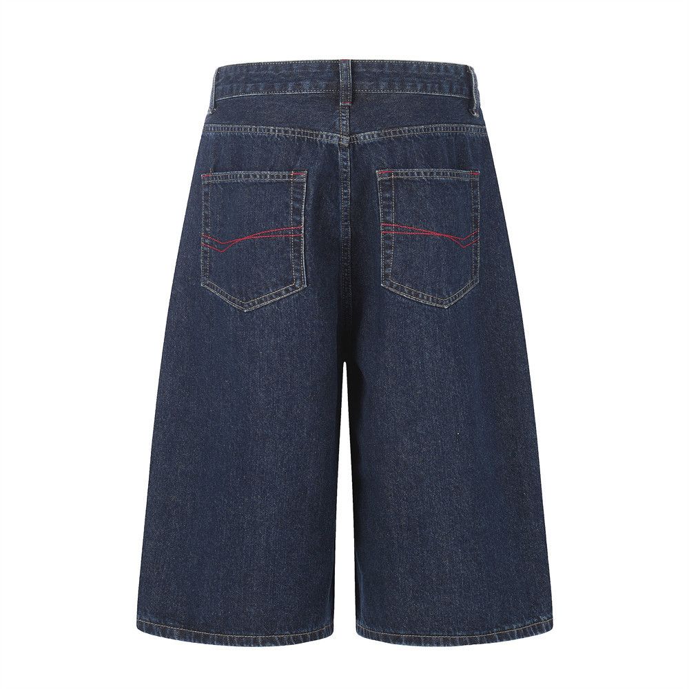 Japanese Brand Men's Loose Straight-Leg Paneled Denim Shorts Size US 32 / EU 48 - 2 Thumbnail
