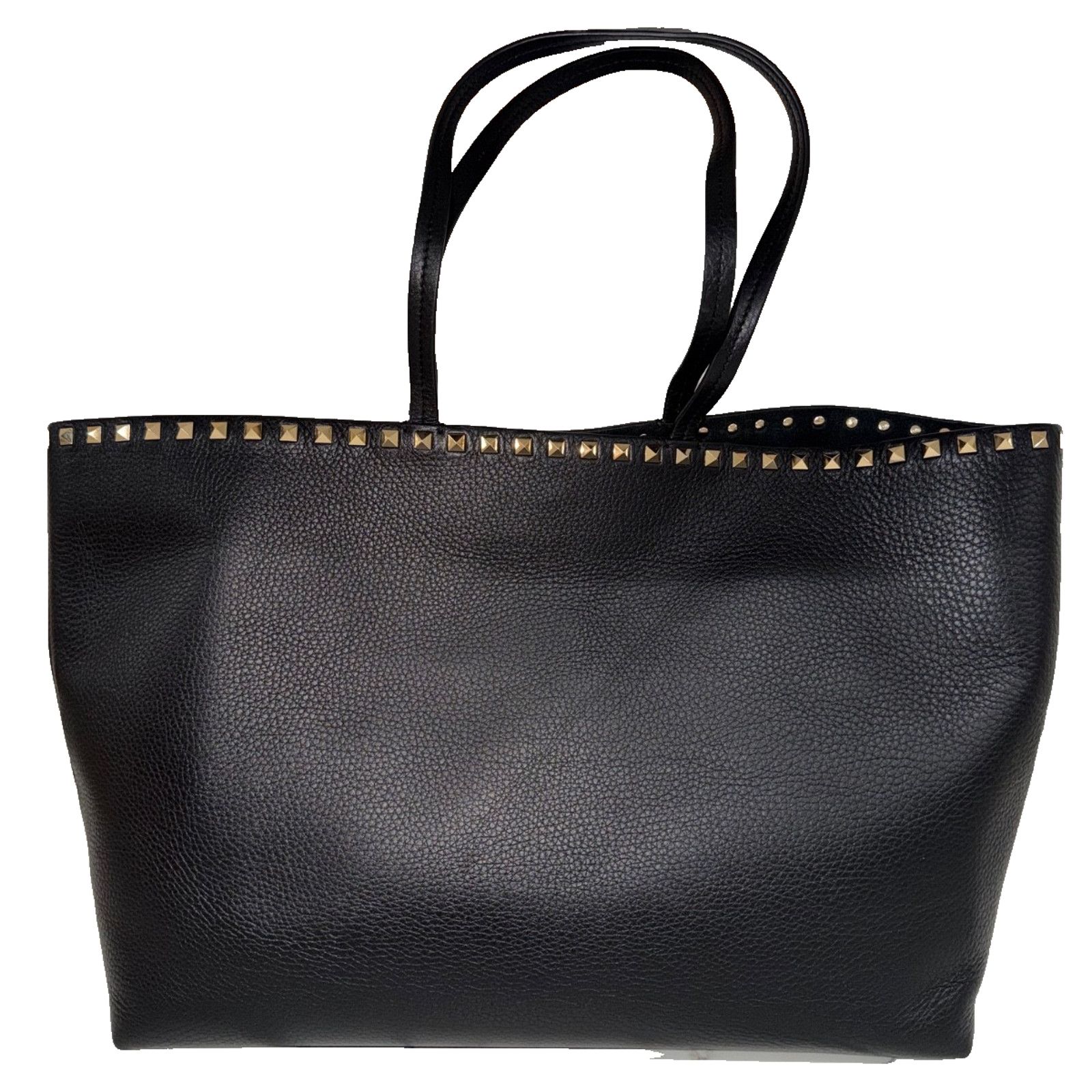 Valentino Valentino Garavani Rockstud Large Black Grained Tote Size ONE SIZE - 9 Thumbnail