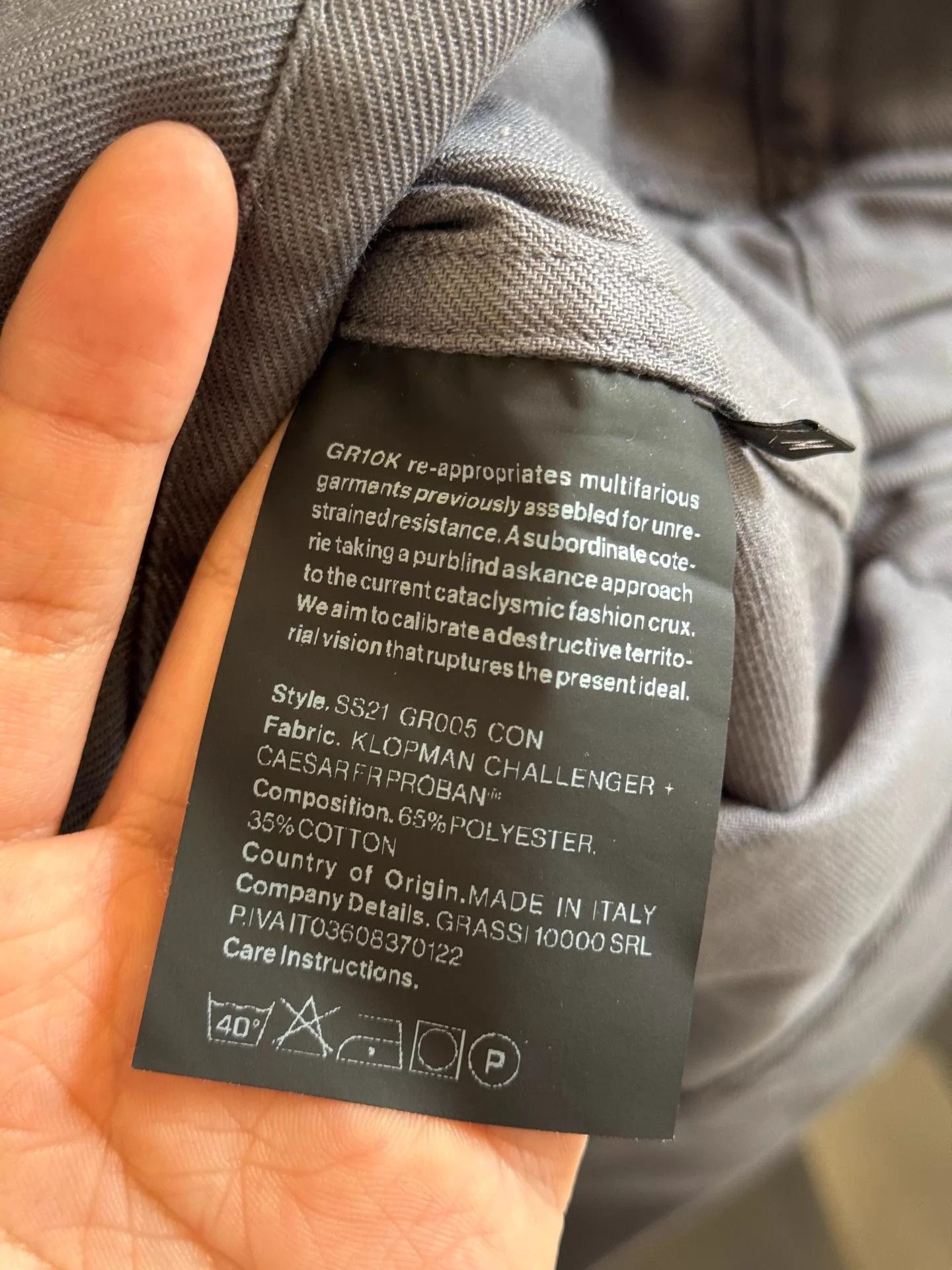 GR10K Gr10k 21ss Fireproof Material Jacket M Size US M / EU 48-50 / 2 - 4 Thumbnail