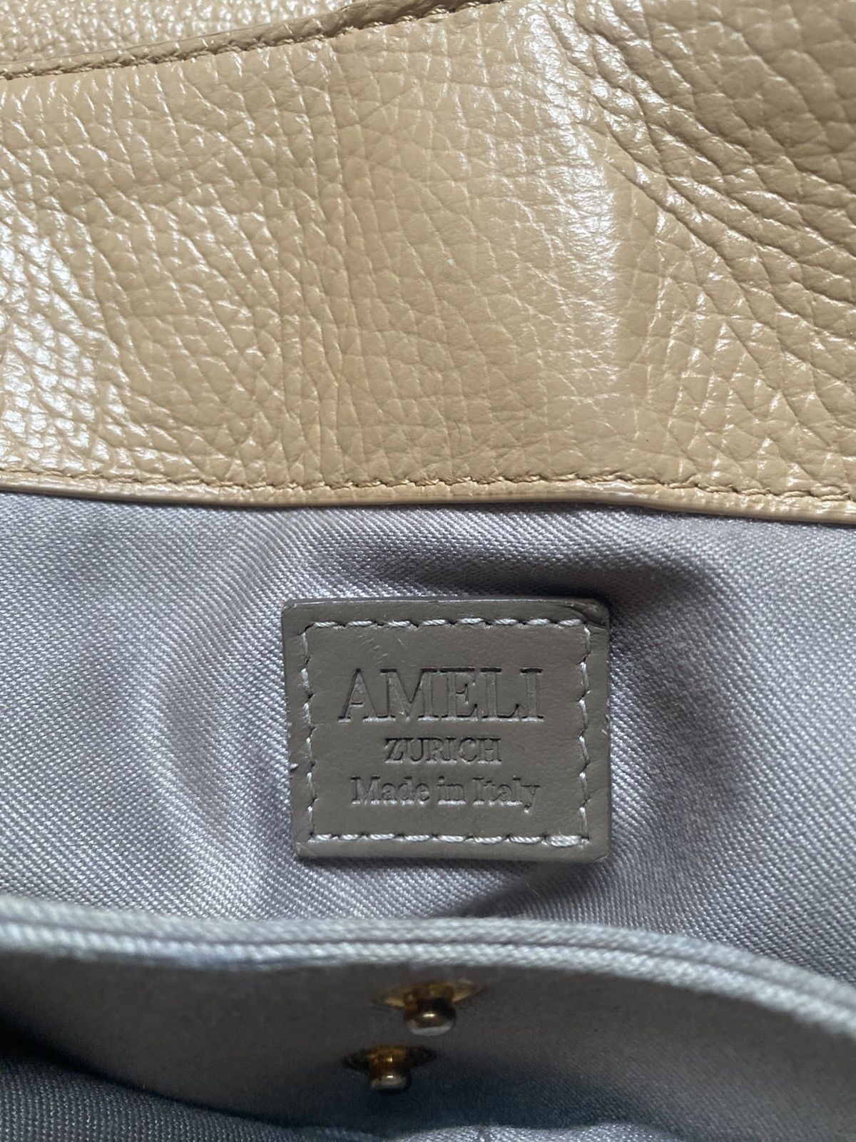 Other Ameli Zurich Central Bag Beige Pebbled Leather Luxury Italy Size ONE SIZE - 11 Thumbnail