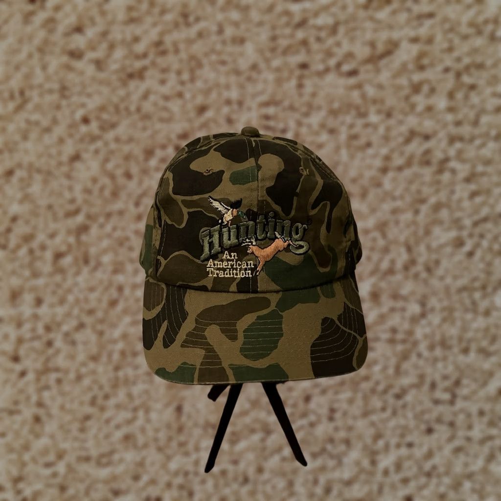 Vintage VINTAGE Hunting An American Tradition Camo Adjustable Snap Back Hat Cap Size ONE SIZE - 1 Thumbnail