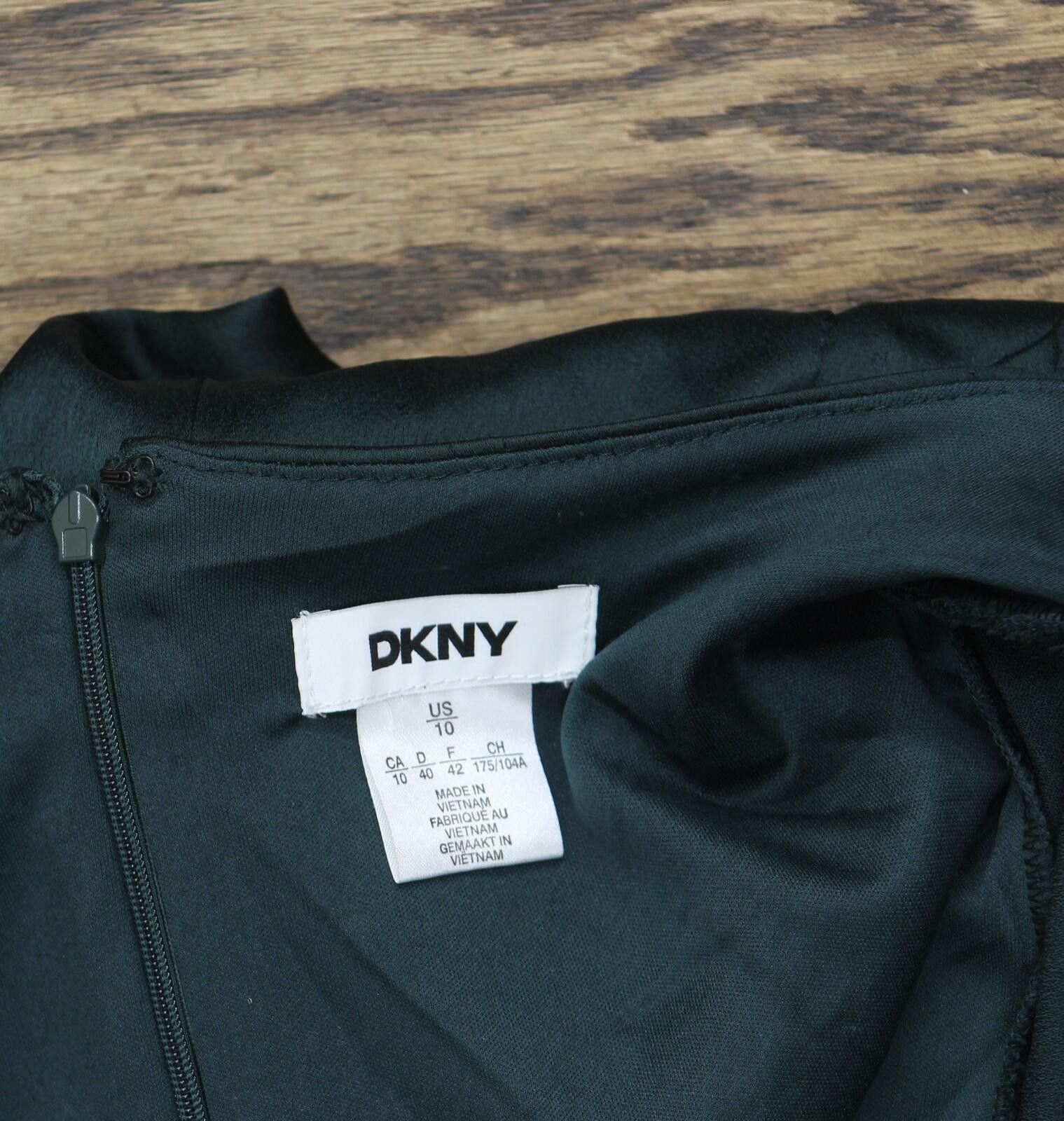 DKNY Dkny Womens Puff-sleeve V-neck Dress Dd4htc02 Pine Green 10 Size L / US 10 / IT 46 - 4 Thumbnail